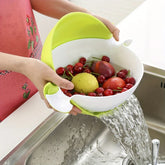 Double Layer Rotating Kitchen Colander Bowl Set